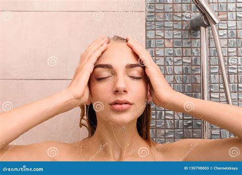 woman taking a shower